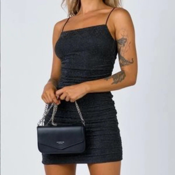 New*Princess Polly Black Simmering Ruched Bodycon Mini Dress 6 - Picture 11 of 15